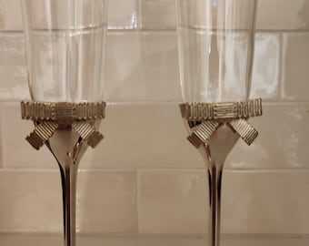 Kate Spade Lenox Grace Avenue Champagne Toasting Flutes 10.25”h 2.6”d