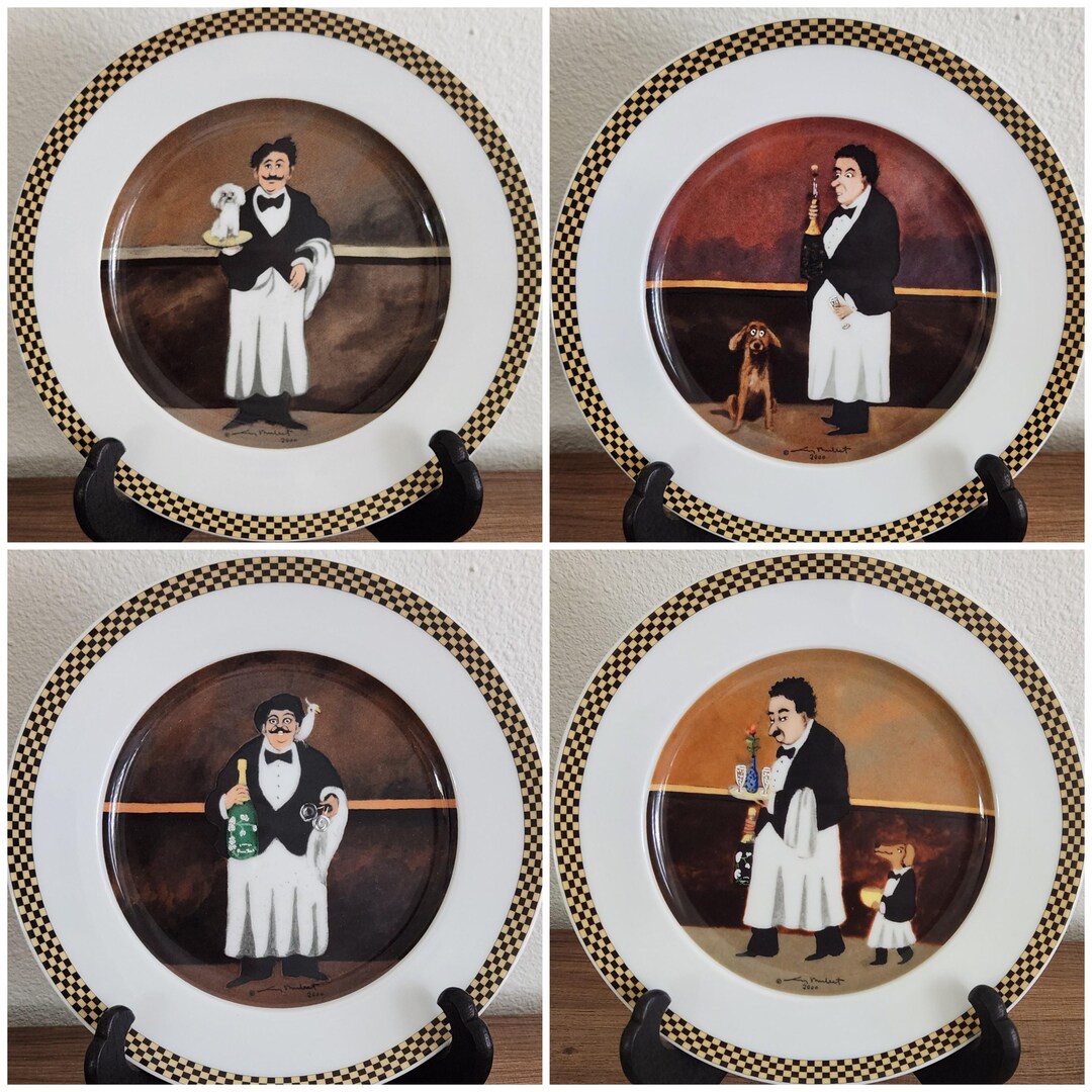 Waiter Suite by Guy Buffet Collectible Checkered Trim Plates 8