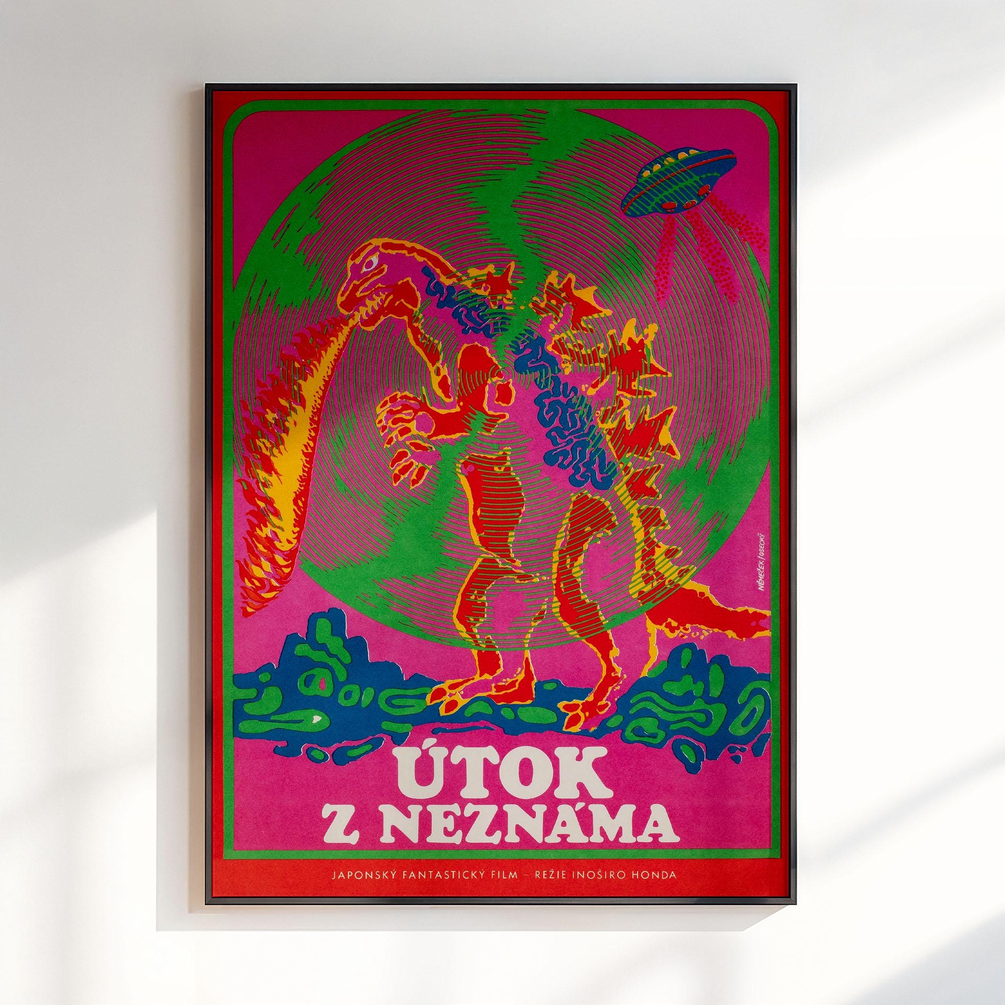 Godzilla Vs Monster Zero 1971 Czech Vintage Movie Poster, DIGITAL