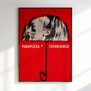 Umbrellas of Cherbourg 1966 Czech Vintage Movie Poster, Vintage Wall Art, Modern Art Print, DIGITAL DOWNLOAD, Printable Art