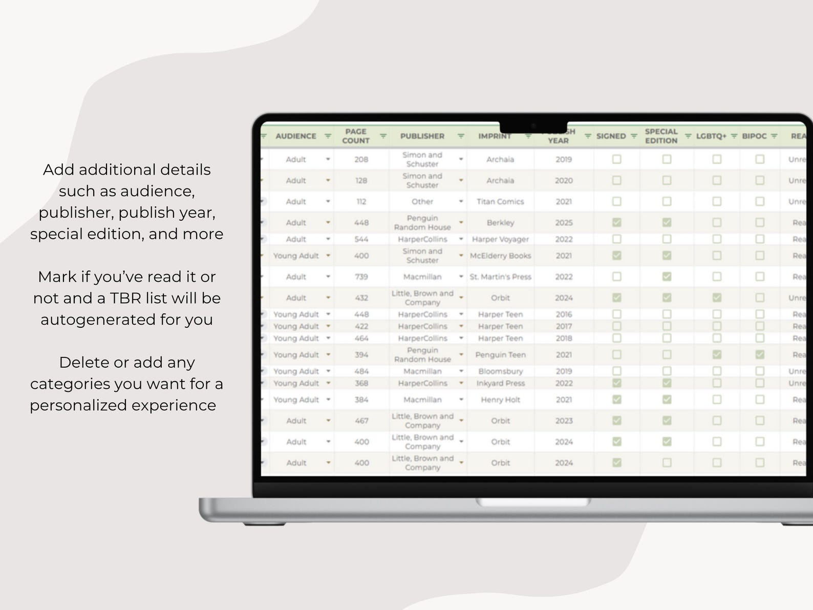 Personal Library Tracker: Google Sheets Template (digital Download) - Etsy
