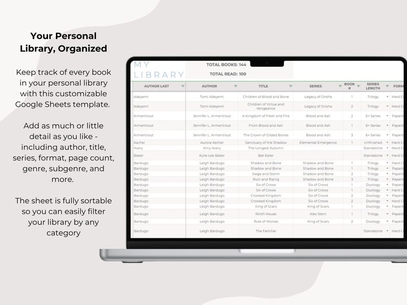 Personal Library Tracker: Google Sheets Template for Book Lovers ...