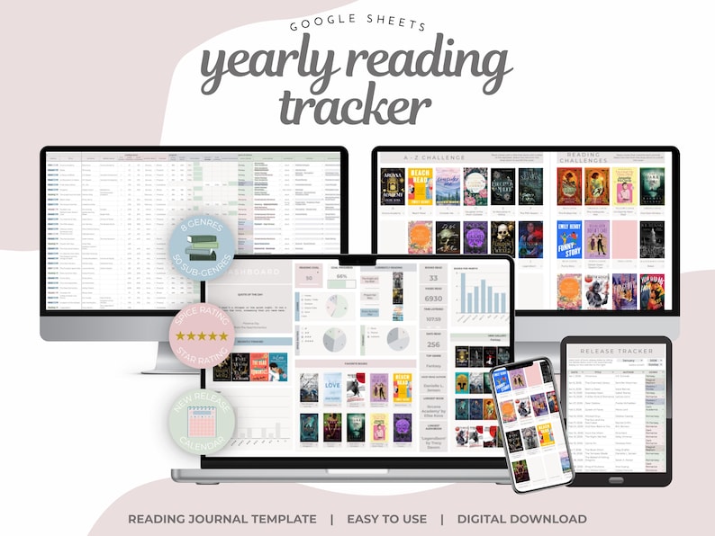 Digital Reading Journal: Book and Habit Tracker, Quotes & Challenges ...