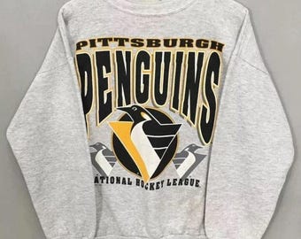 Maillot Vintage Des Penguins De Pittsburgh – Hockey Jersey Athletic Knit – Taille L Pour Jeune