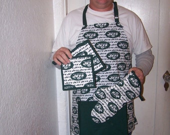 NFL New York Jets  Barbeque Apron Oven Mitt Pot Holder DeluxeTailgate Set