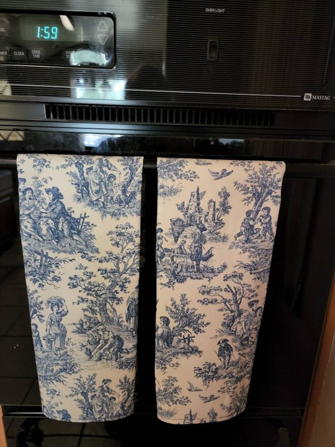 Set of Two Extra Long Blue on White Premier Prints Toile Print - Etsy