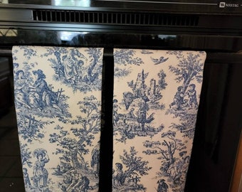 Set of Two Extra Long Blue  on White Premier Prints Toile Print Tea Towels