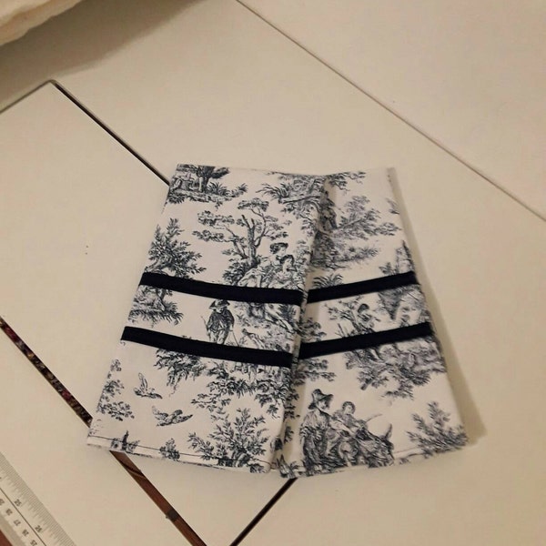 Blue Toile Tablecloth Etsy