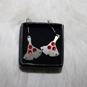 Steampunk Earrings with Watch Parts and Red Jewels  SPE 17-2
