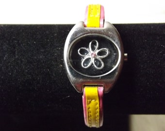 Watch Casing Bracelet with Silver Flower Charm  Item WA-7