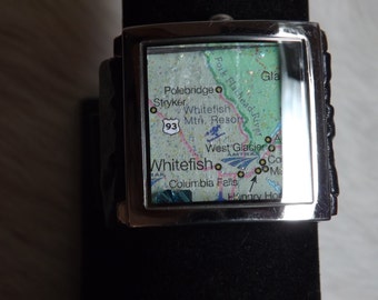 Watch Casing Bracelet with Whitefish Montana Area Map  WA 23