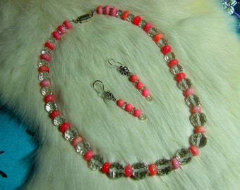 Necklace  Crystal and Pink Magnesite  "A Touch of Retro"   Item 10-03