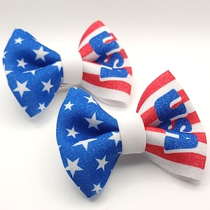 Patriotic Hair Bows / Memorial Day & 4th of July Hair Accessories / USA Bow Clips
