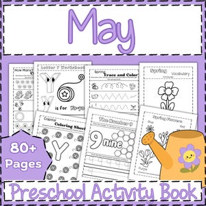 May Preschool Activity Workbook Age 3-5, Preschool Curriculum, Preschool Worksheets, Homeschool Preschool, Learning, Pre-K Activities.