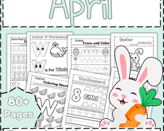 April Preschool Activity Workbook Age 3-5, Preschool Curriculum, Preschool Worksheets, Homeschool Preschool, Learning, Pre-K Activities.