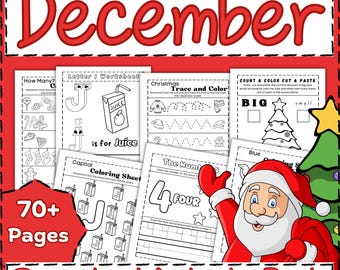 December Preschool Activity Workbook Age 3-5, Preschool Curriculum, Preschool Worksheets, Homeschool Preschool, Learning, Pre-K Activities.