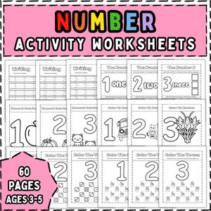 Number Worksheets Bundle, Number Activities, 123 Activities, Preschool Curriculum, Homeschool Preschool, Tracing Worksheet, Pre-K Activities