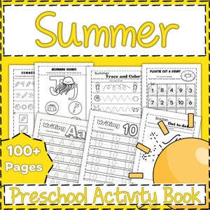 Summer Preschool Activity Workbook Age 3-5, Preschool Curriculum, Preschool Worksheets, Homeschool Preschool, Learning, Pre-K Activities.