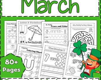 March Preschool Activity Workbook Age 3-5, Preschool Curriculum, Preschool Worksheets, Homeschool Preschool, Learning, Pre-K Activities.