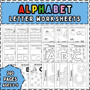Alphabet Letter Worksheets Bundle, Alphabet Activities, ABC Activities, Preschool Curriculum, Homeschool Preschool, Tracing Worksheets
