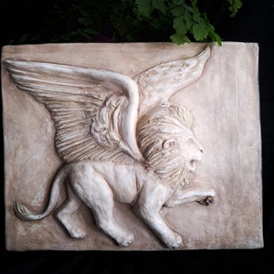 Winged Lion Sculpture Plaque- Lisa Azzano Sculptures