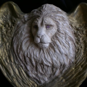 Golden Winged Lion Sculpture Plaque- Original Art- Lisa Azzano Sculptures