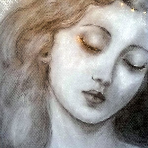 Arcángel Jofiel - Dibujo original - Azulejo de cerámica - Esculturas de Lisa Azzano