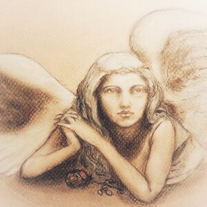 Angel of Love- Ceramic Tile- Original Drawing- Lisa Azzano