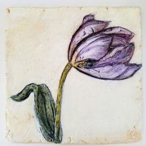 Tulip Tile- Hand Sculpted Original- Lisa Azzano Sculptures