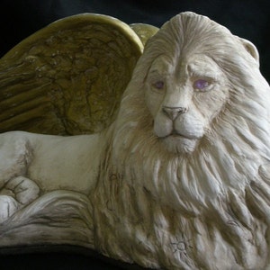 Golden Winged Lion Sculpture- Lisa Azzano Sculptures