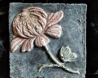 Chrysanthemum Tile- Handmade Original Sculpted Tile