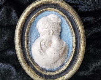 Mother and Child - Porcelain Cameo Sculpture-Original Art-Lisa Azzano