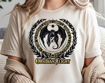Comfort Colors® Obsidian Flight Dragon Shirt | Dark Fantasy Gothic Tee |Dragon Gift | Witchcore Magic Top for Fourth Wing Fans & Book Lovers