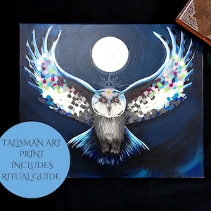 Wisdom Keeper - Owl Talisman Print | Intuition, Spiritual Transformation & Higher Wisdom | Altar Art + Ritual Guide
