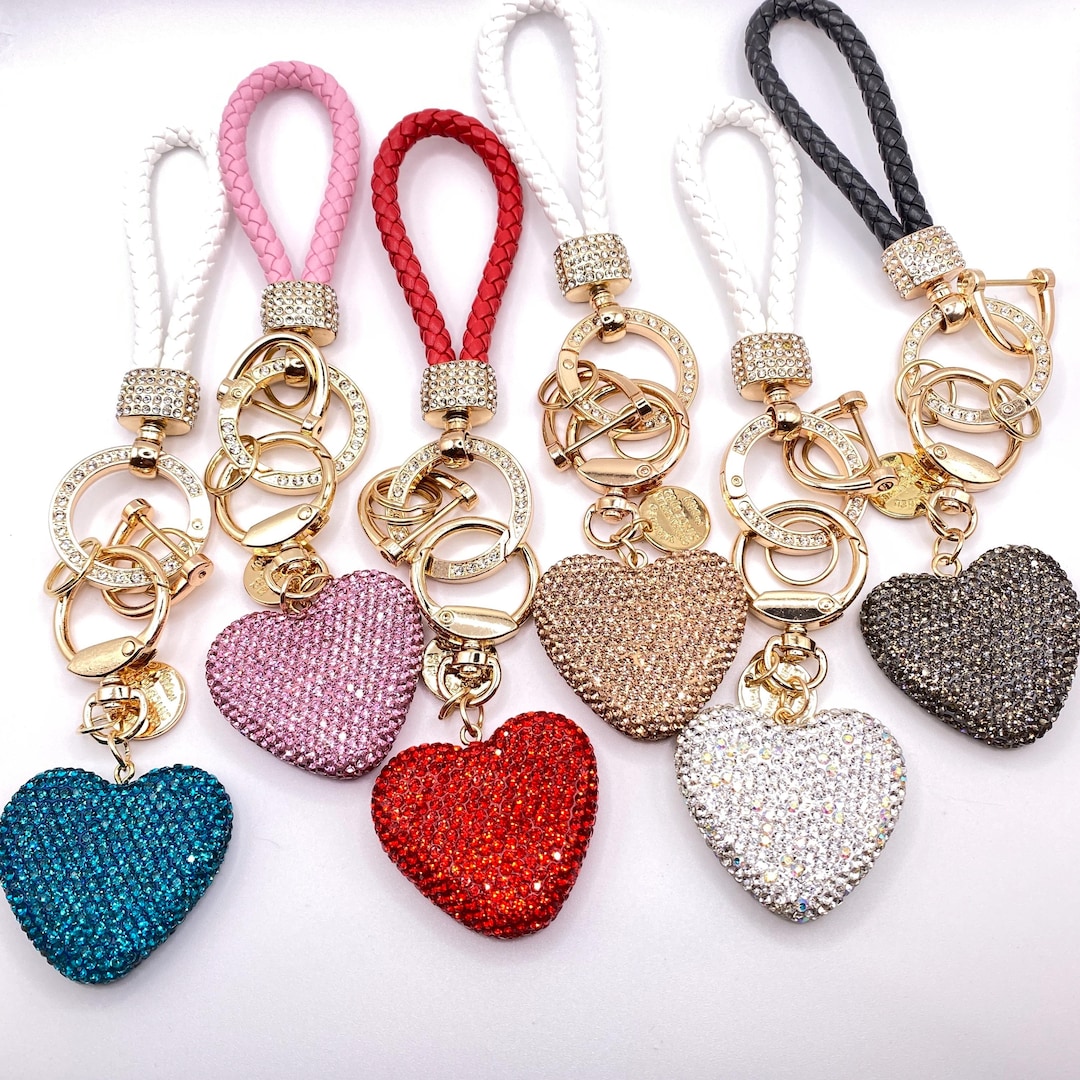 Rhinestone Crystal Heart Keychain: Sparkly Bling Bag Charm - Etsy