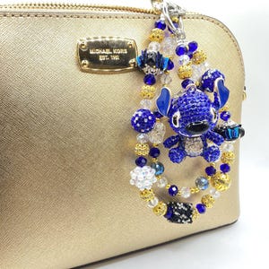 Cartoon Character Luxury Bag Charm Chain Jewelry, Keychain, Phone Chain, Rhinestones, Crystal  Beads, Sparkly Bling Accessory. PINK or BLUE.