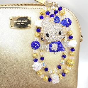 KITTY CAT Luxury Bag Chain Charm Jewelry, Keychain, Phone Chain, Rhinestones, Crystal  Beads, Sparkly Bling Accessory. Choose Color.