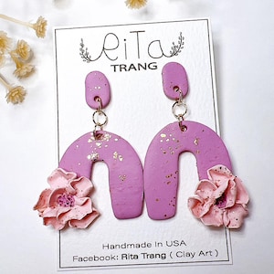 Clay Polymer Earrings Flowers Design