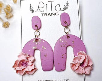Clay Polymer Earrings Flowers Design