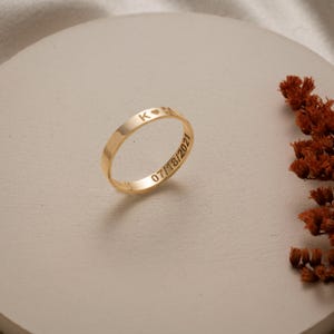 Custom Name Ring, Personalized Date Ring, Custom Engraved Ring, Minimalist Name Jewelry, Gold Custom Ring, Personalized Jewelry,Gift for Her