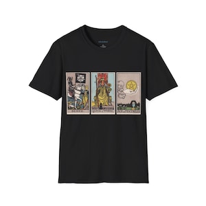 カスタム ライダー ウェイト タロット スリー カード スプレッド ソフトスタイル T シャツ - 無地ボーダー - パーソナライズ