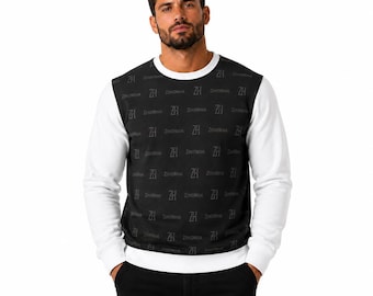Felpa girocollo con stampa integrale ZentHriva | Pullover streetwear da uomo, top nero di lusso con stampa a sublimazione, regalo di moda urbana per lui 2026