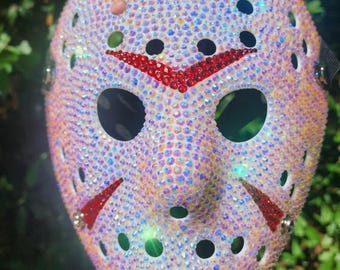 Glamorous Bedazzled Jason Hockey, Pumpkin Ghost and Ghost face Mask ready to ship. Halloween mask, Horror mask.
