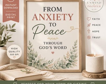 Christian Anxiety Affirmation Cards | 32 Scripture Cards for Women (Digital Download)