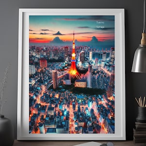 Poster impression d&#39;art Tokyo Japon, poster de voyage coloré, poster Tokyo, poster d&#39;art pour cadeaux