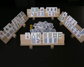 Handmade Wooden Portable Mahjong Set,144 tiles,Solid Wood Stand,free mahjong handbook,birthday gift,Suitable for Family Entertainment Games