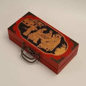 Vintage Handmade Chess - Original Lacquerware Wooden Box,cute chess,Vintage Chinese Style Chess,Terracotta Army chess, International chess
