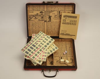 Vintage Chinese Style Mini Mahjong Set,original Lacquerware Wooden
