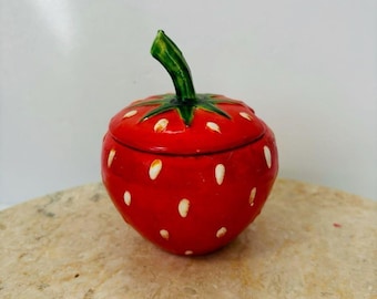 Vintage Sugar Dish Bowl Crramic Handcrafted in Japan Strawberry VTG