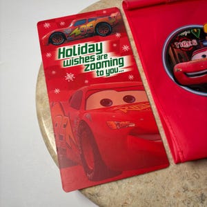 Disney Pixar Cars Reusable Lunch Bag & Hallmark Money Card Lightning McQueen VTG image 2